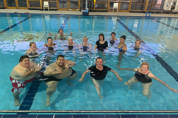 Group photo of hydrotherapy participants